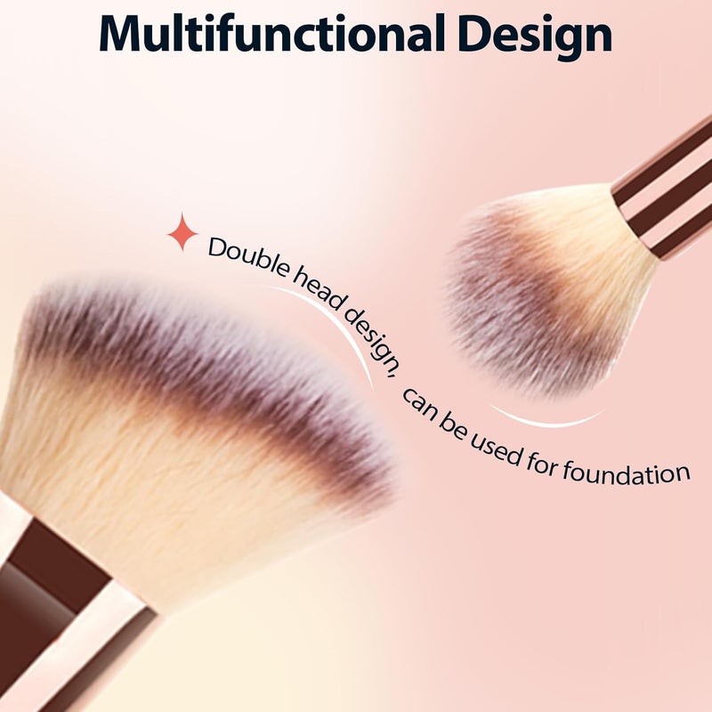 AIGMM 2Pack Dual-ended Makeup Brushes for Contouring, Blending, and Bronzing - Angled Foundation Brush and Concealer Brush - Premium Luxe Hair for Flawless Application of Liquid, Cream, and Powder Makeup - Image 2